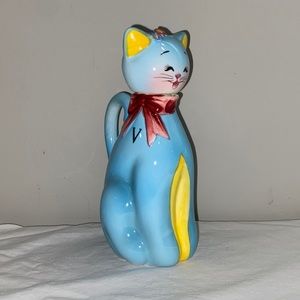 Vintage Norcrest Blue Cat Vinegar Cruet RARE PY Japan Kitch Anthropomorphic